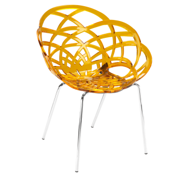 Крісло Papatya Flora-ML прозоро-жовте сидіння, ніжки хром