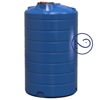 Емкость 4000 л две горловины вертикальная синяя