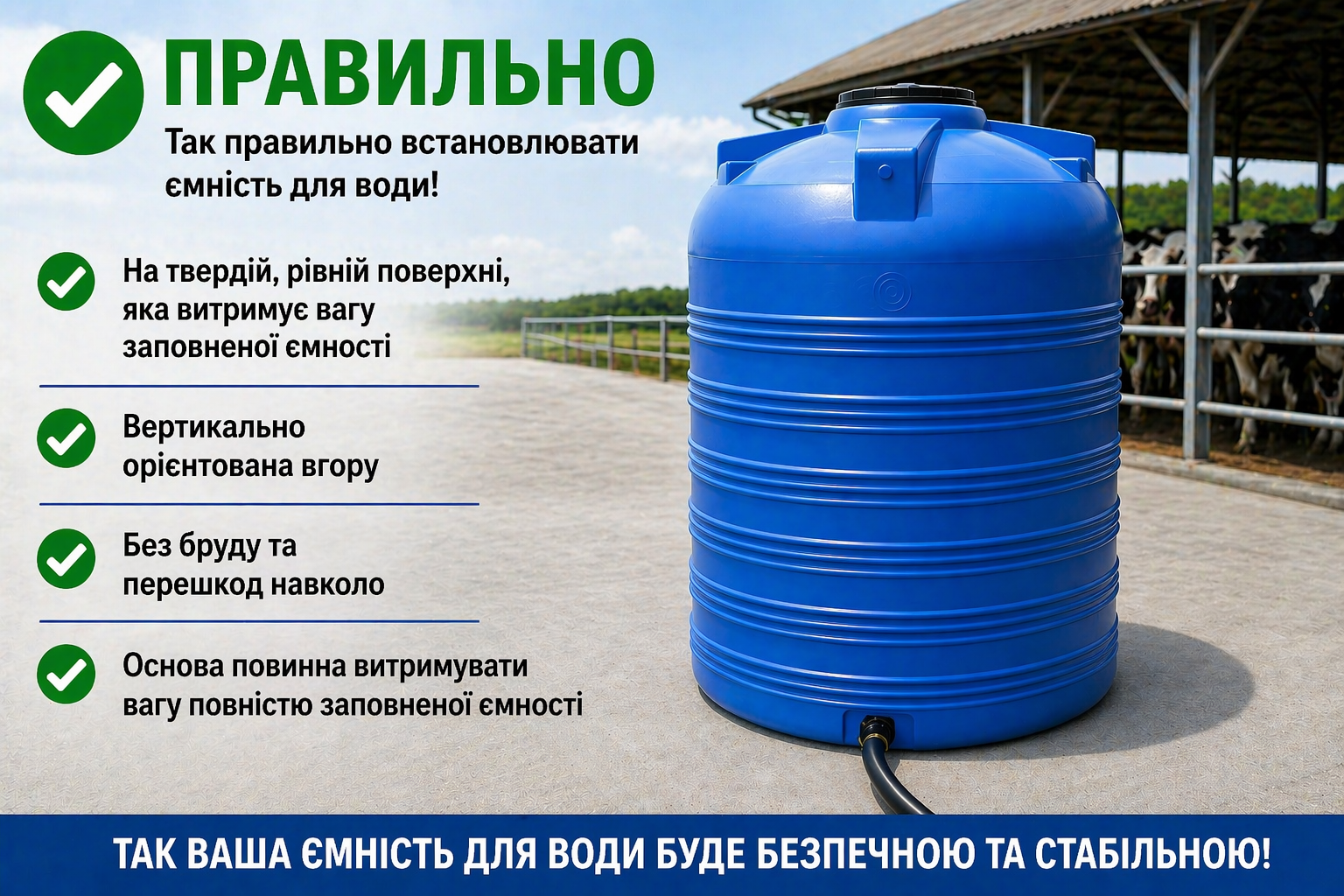 фото правильного встановлення ємності